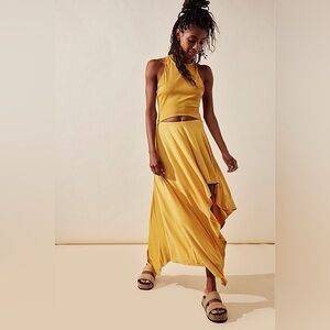 Free People Beach Bethany Midi Dress Size Large NWOT In Marigold